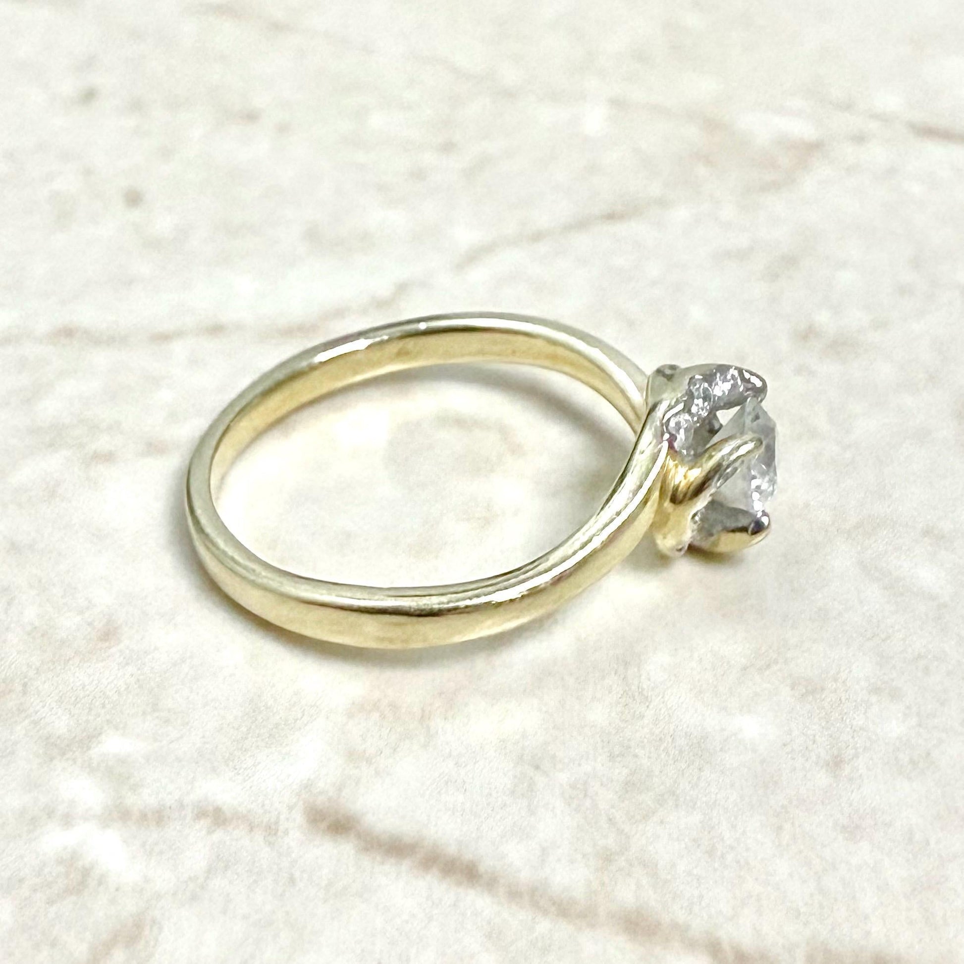 Vintage 14 Karat Yellow Gold 0.42 Carat Natural Diamond Halo Engagement Ring - WeilJewelry