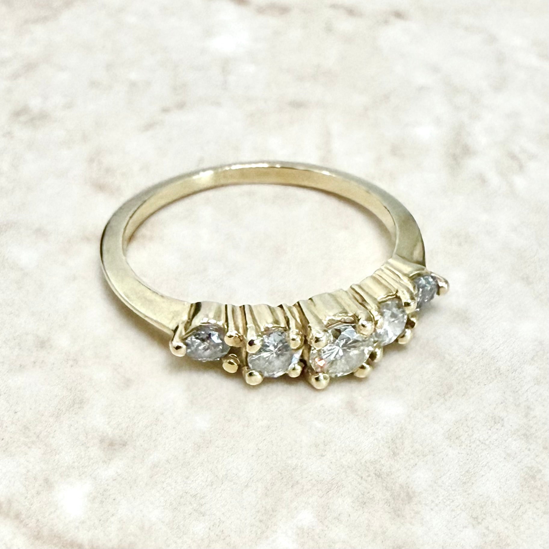 Vintage 14 Karat Yellow Gold 0.55 Carat Graduated 5 - Stone Diamond Ring - WeilJewelry