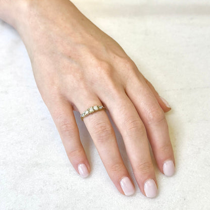 Vintage 14 Karat Yellow Gold 0.55 Carat Graduated 5 - Stone Diamond Ring - WeilJewelry