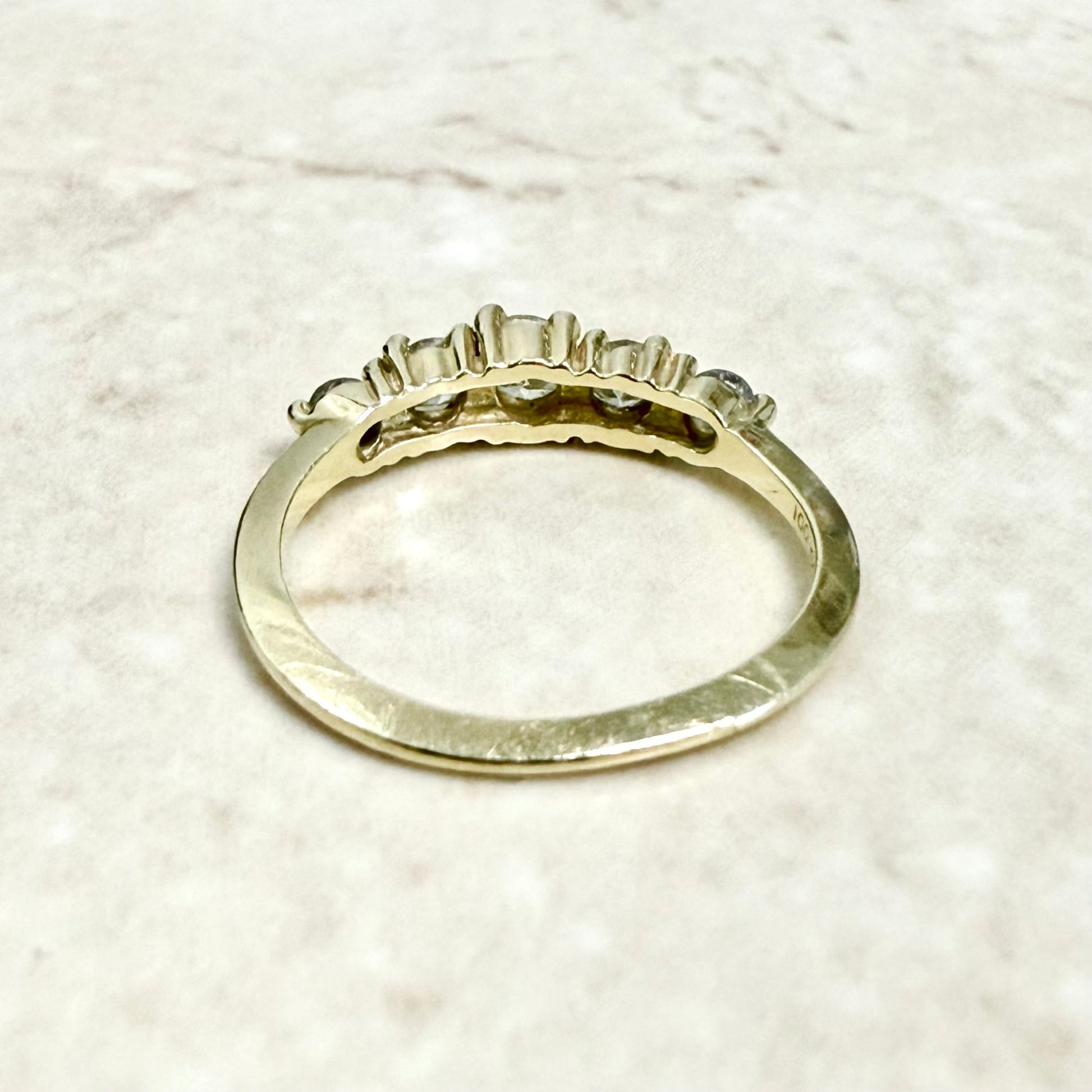 Vintage 14 Karat Yellow Gold 0.55 Carat Graduated 5 - Stone Diamond Ring - WeilJewelry