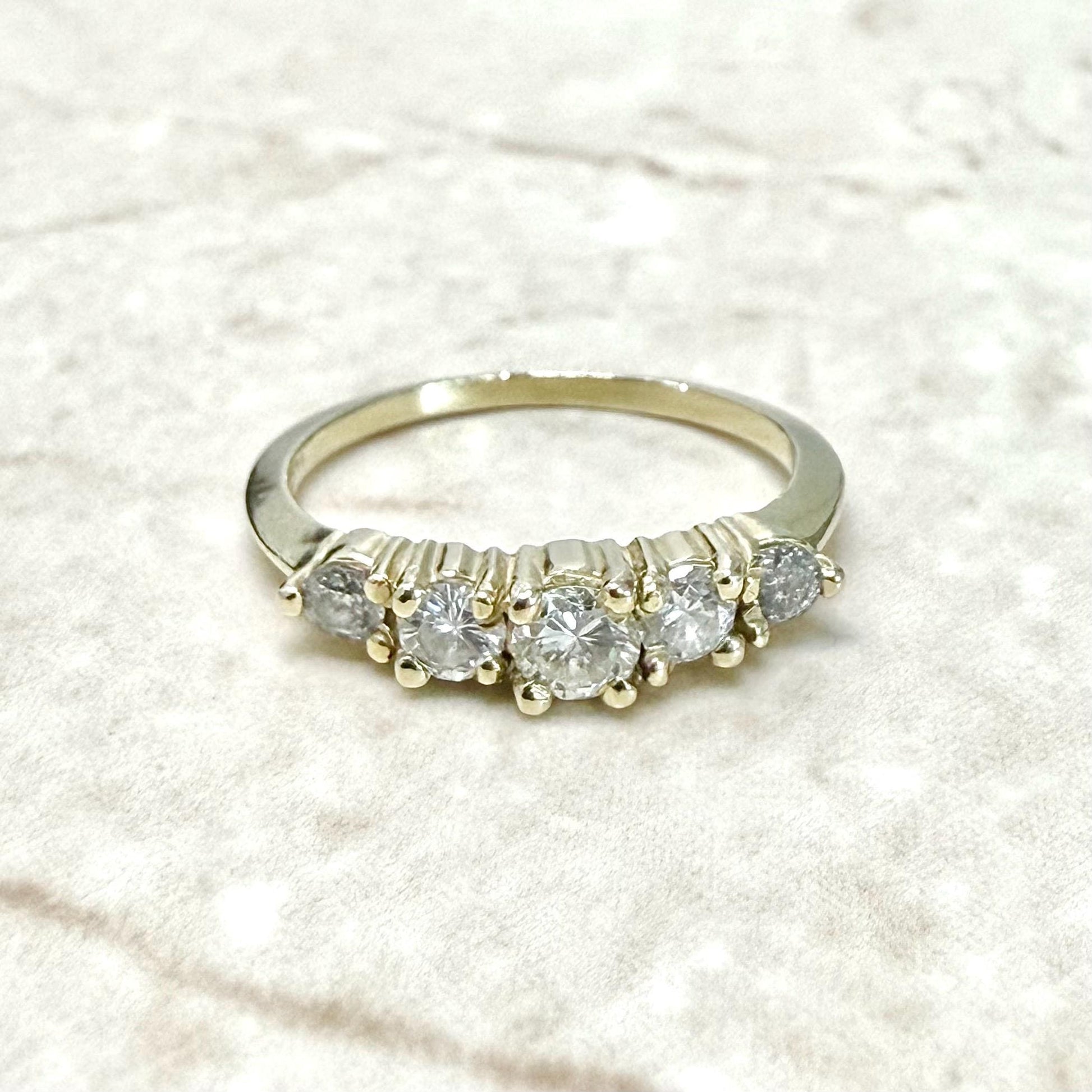 Vintage 14 Karat Yellow Gold 0.55 Carat Graduated 5 - Stone Diamond Ring - WeilJewelry