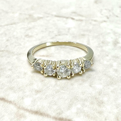 Vintage 14 Karat Yellow Gold 0.55 Carat Graduated 5 - Stone Diamond Ring - WeilJewelry