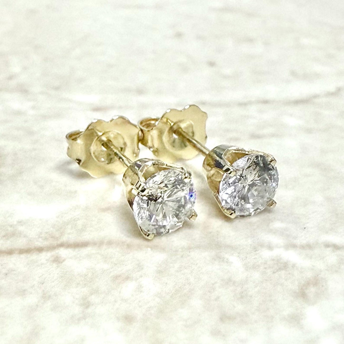 Vintage 14 Karat Yellow Gold 1 CTTW Natural Diamond Stud Earrings - WeilJewelry