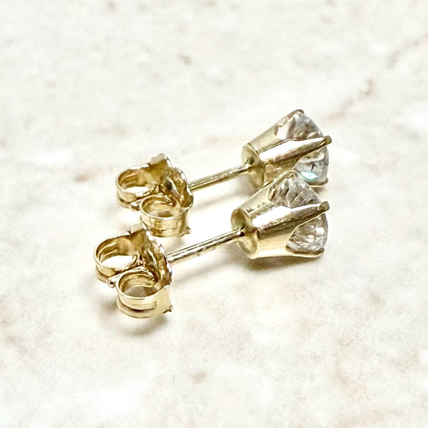Vintage 14 Karat Yellow Gold 1 CTTW Natural Diamond Stud Earrings - WeilJewelry