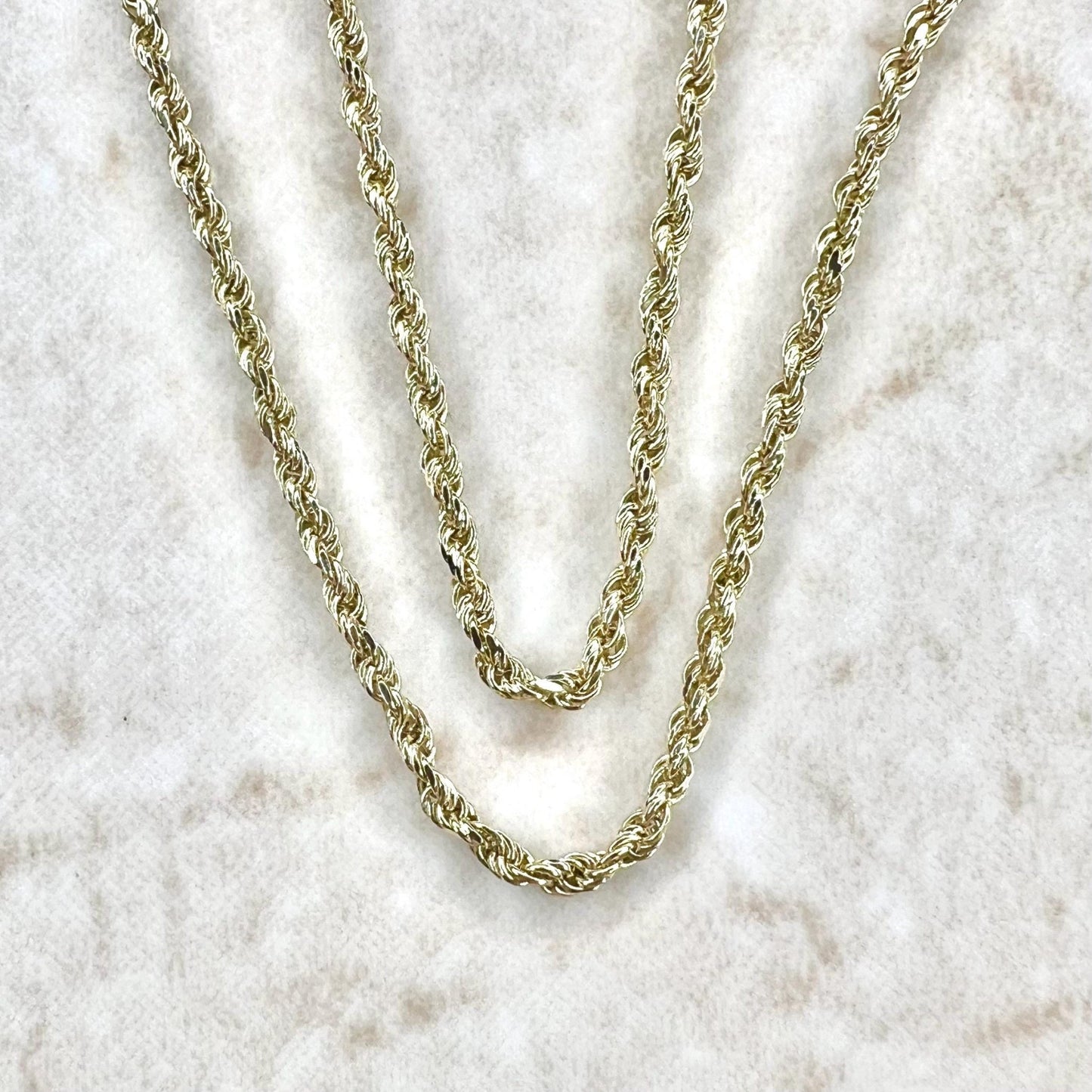 Vintage 14 Karat Yellow Gold 14 - Inch Rope Chain Necklace - WeilJewelry