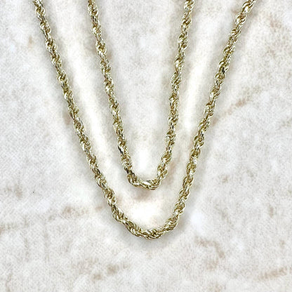 Vintage 14 Karat Yellow Gold 14 - Inch Rope Chain Necklace - WeilJewelry