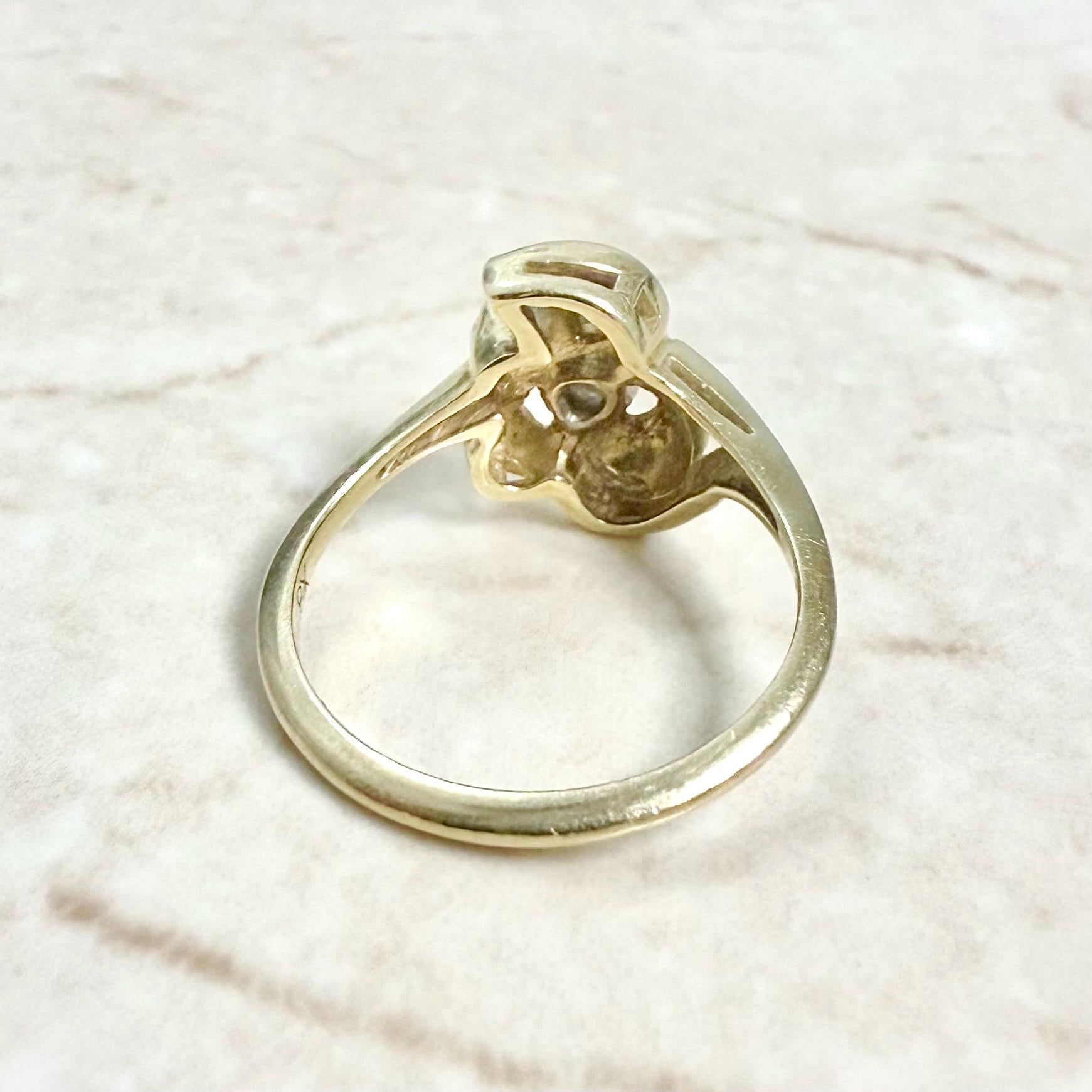 Vintage 14 Karat Yellow Gold Diamond Leaf Cocktail Ring - WeilJewelry