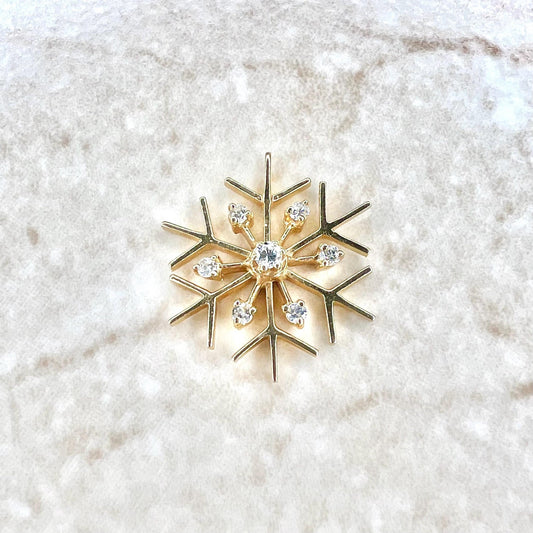 Vintage 14 Karat Yellow Gold Diamond Snowflake Pendant - WeilJewelry