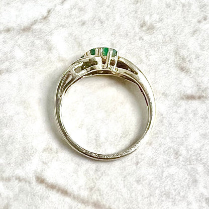 Vintage 14 Karat Yellow Gold Emerald & Diamond Ring - WeilJewelry