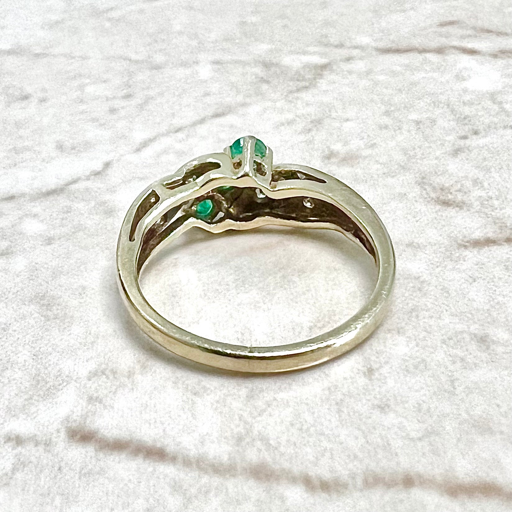 Vintage 14 Karat Yellow Gold Emerald & Diamond Ring - WeilJewelry