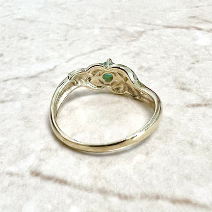 Vintage 14 Karat Yellow Gold Emerald & Diamond Solitaire Ring - WeilJewelry