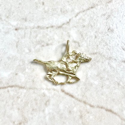 Vintage 14 Karat Yellow Gold Jockey On Horse Charm Pendant - WeilJewelry