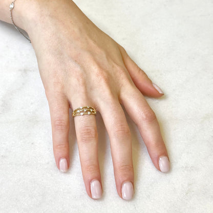 Vintage 14 Karat Yellow Gold Natural Diamond Band Ring - WeilJewelry