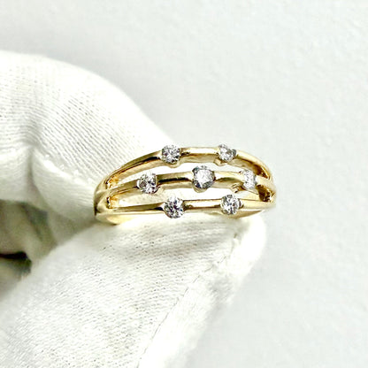 Vintage 14 Karat Yellow Gold Natural Diamond Band Ring - WeilJewelry