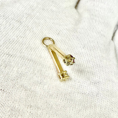 Vintage 14 Karat Yellow Gold Natural Ruby & Diamond Pendant - WeilJewelry