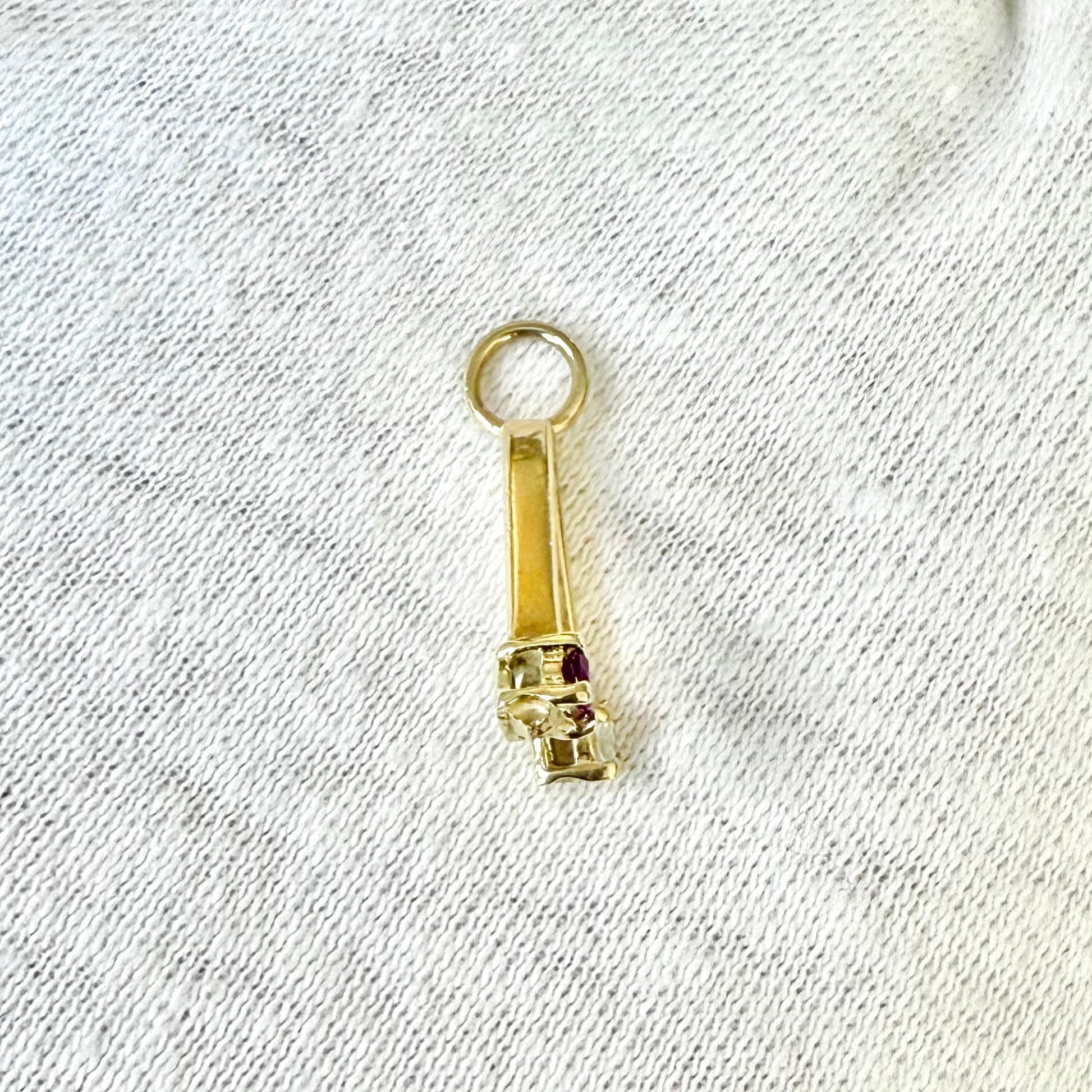 Vintage 14 Karat Yellow Gold Natural Ruby & Diamond Pendant - WeilJewelry