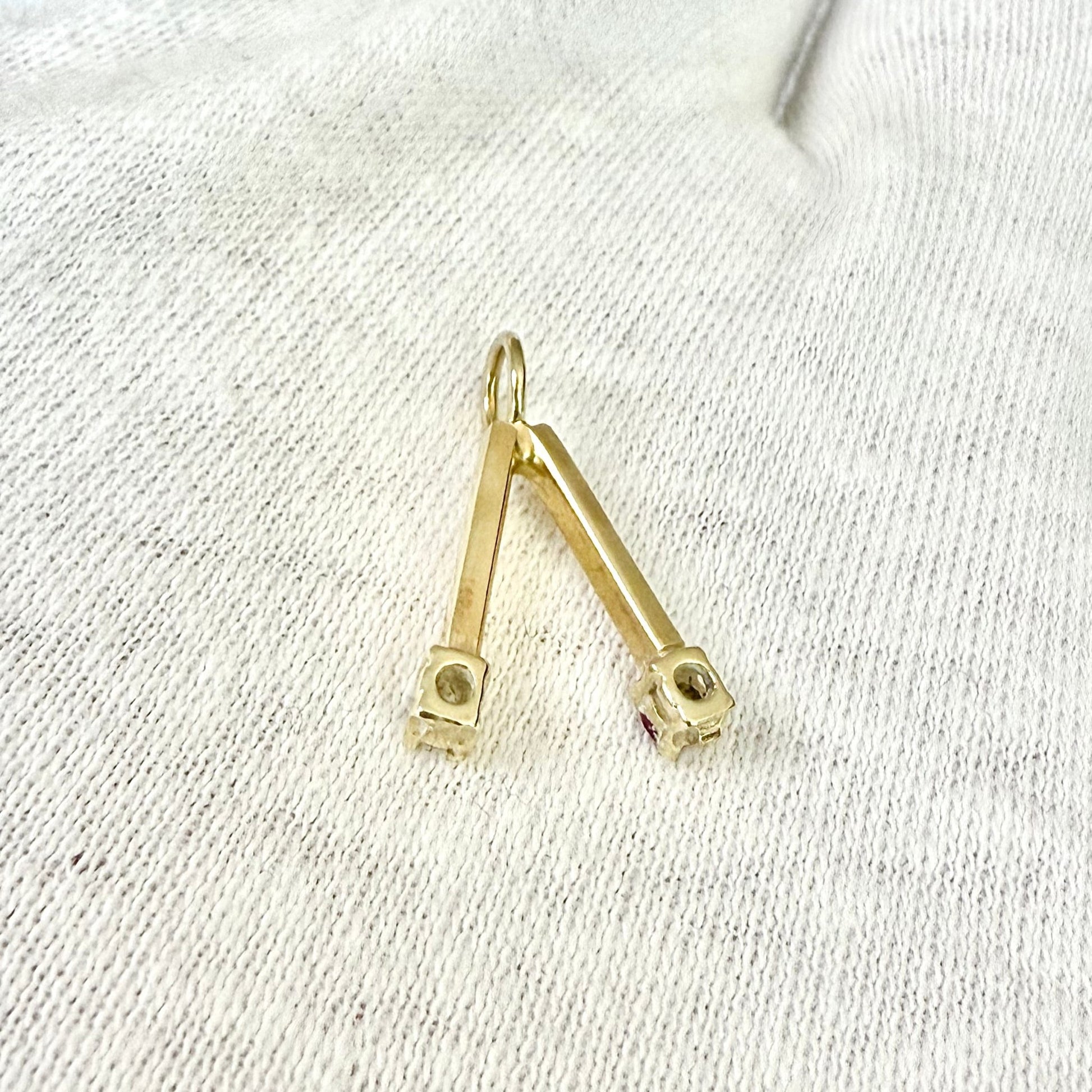 Vintage 14 Karat Yellow Gold Natural Ruby & Diamond Pendant - WeilJewelry