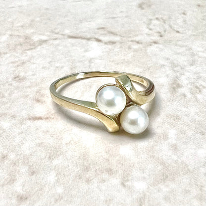 Vintage 14 Karat Yellow Gold Pearl Toi & Moi Ring - WeilJewelry