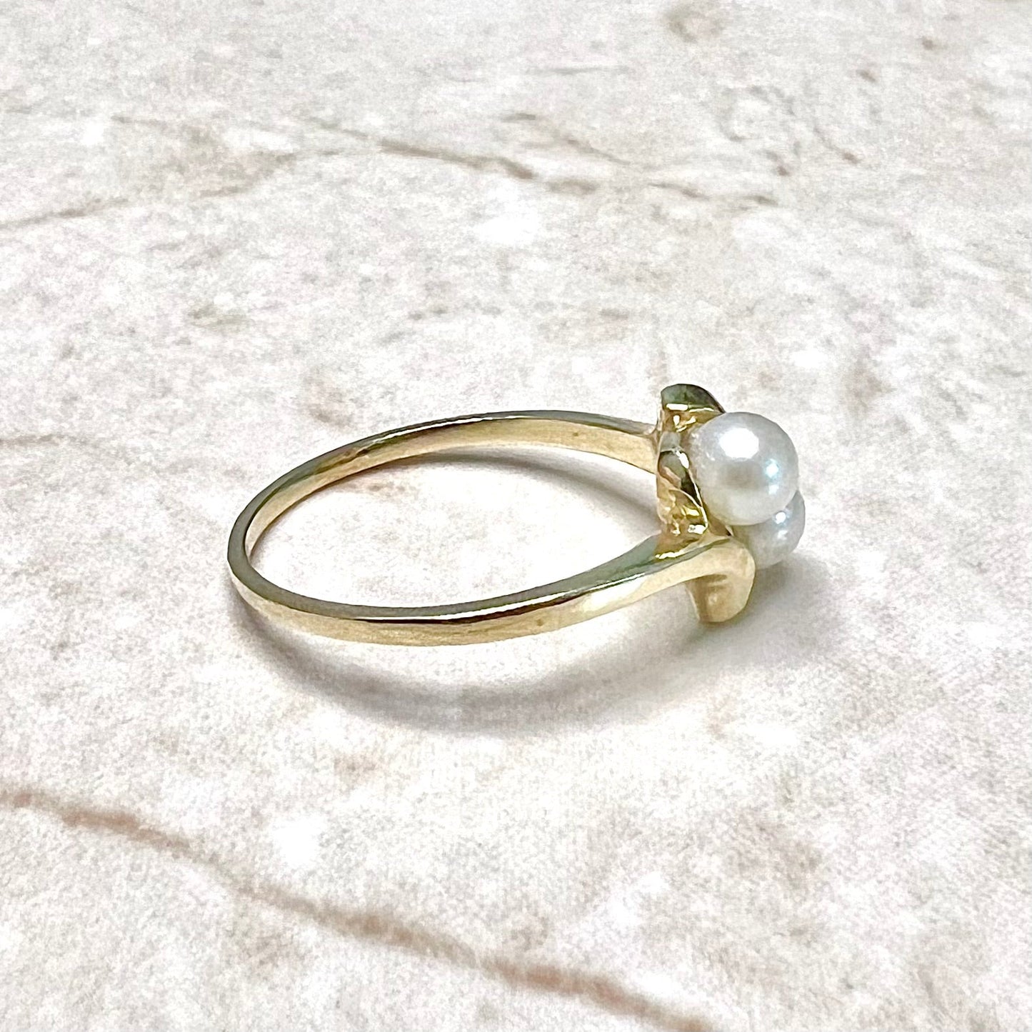 Vintage 14 Karat Yellow Gold Pearl Toi & Moi Ring - WeilJewelry