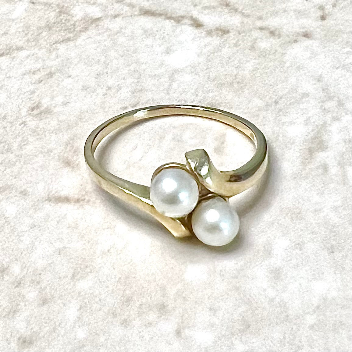 Vintage 14 Karat Yellow Gold Pearl Toi & Moi Ring - WeilJewelry