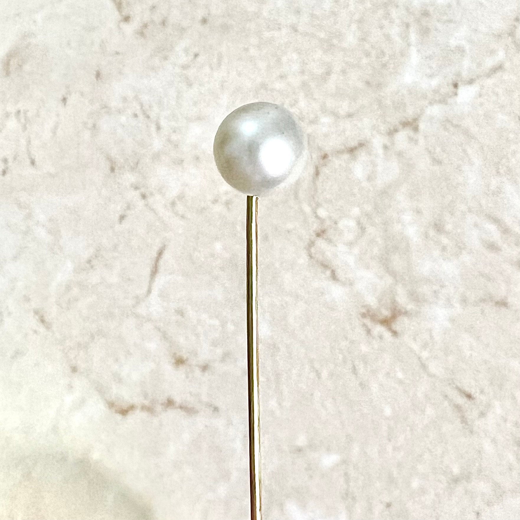 Vintage 14 Karat Yellow Gold White Pearl Stick Pin - WeilJewelry