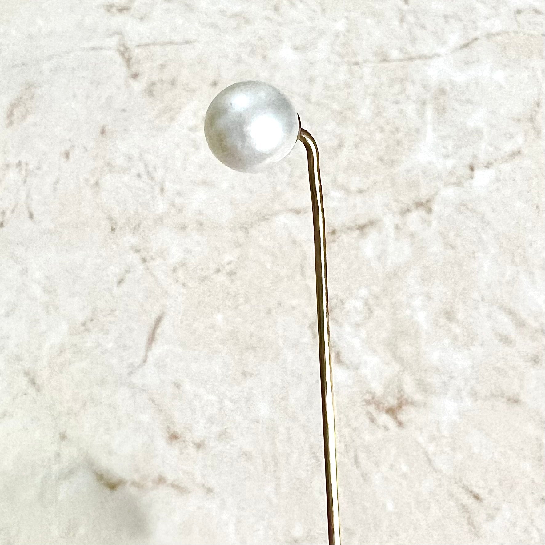 Vintage 14 Karat Yellow Gold White Pearl Stick Pin - WeilJewelry