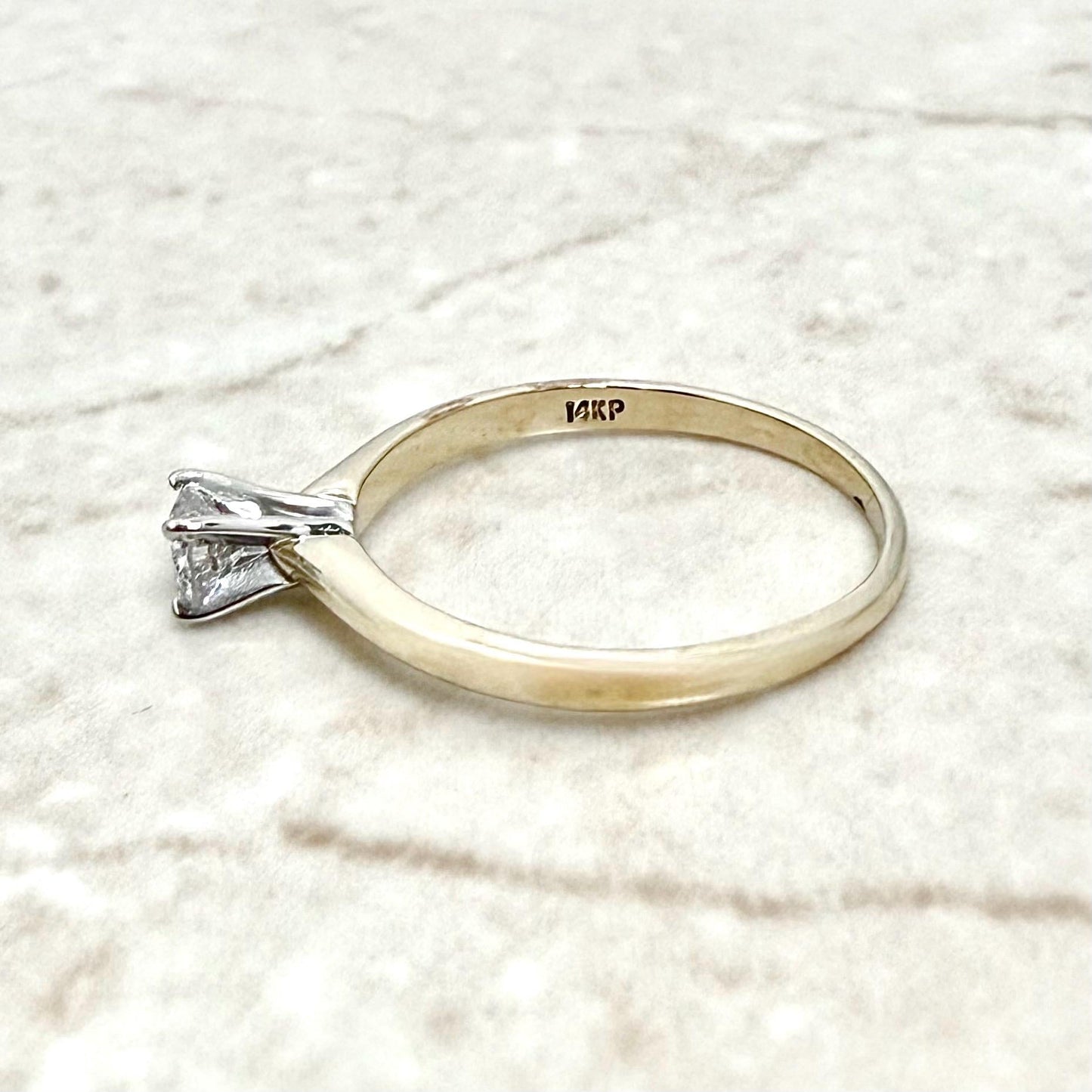 Vintage 14K Gold 0.28 Carat Diamond Solitaire Engagement Ring - WeilJewelry