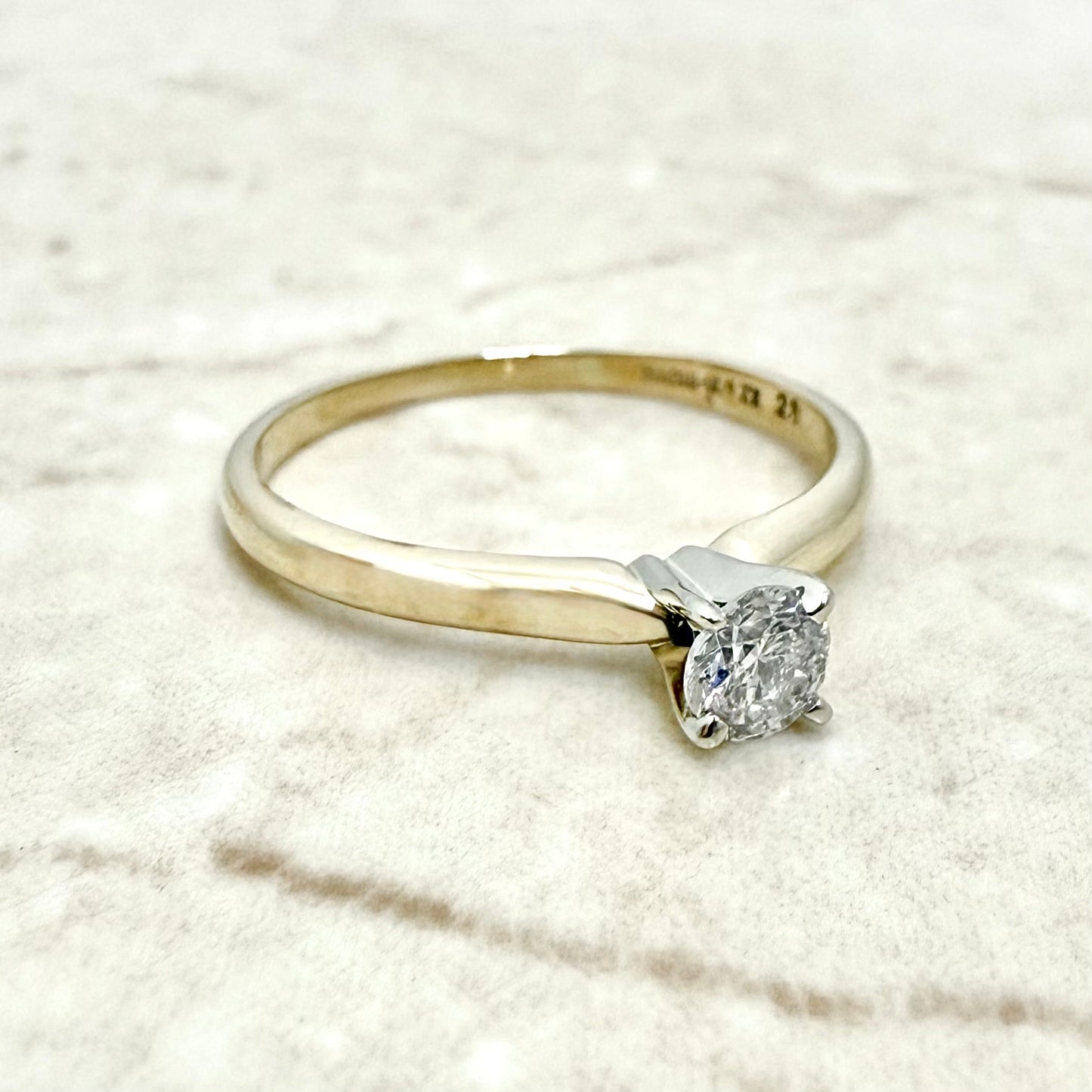 Vintage 14K Gold 0.28 Carat Natural Diamond Engagement Ring Set - WeilJewelry