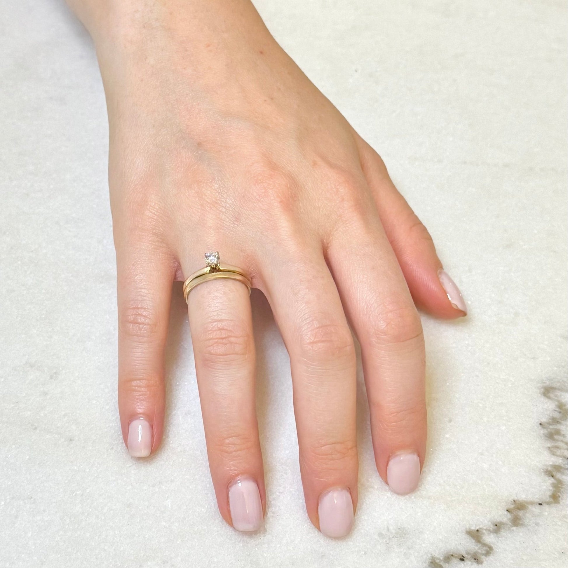 Vintage 14K Gold 0.28 Carat Natural Diamond Engagement Ring Set - WeilJewelry