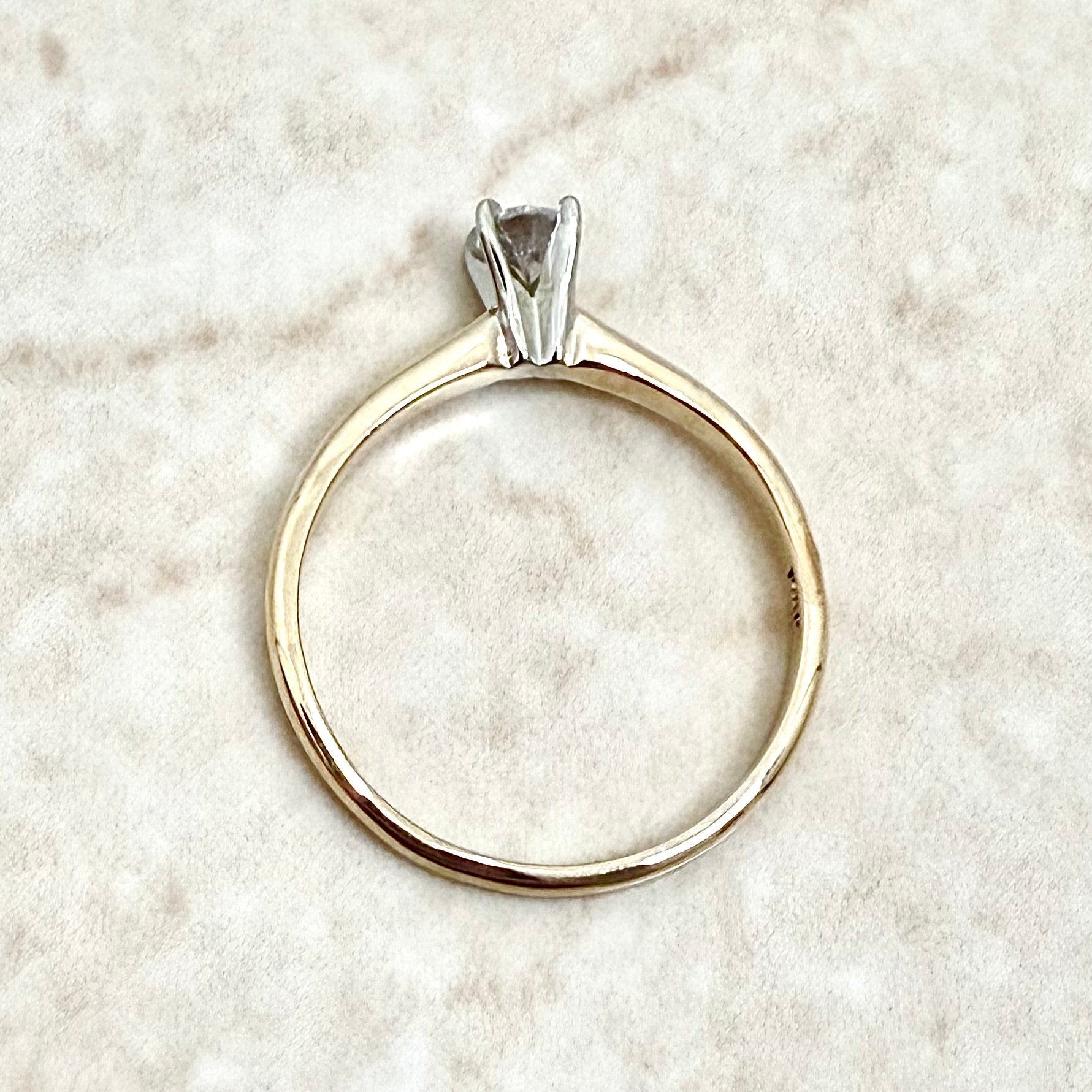 Vintage 14K Gold 0.28 Carat Natural Diamond Engagement Ring Set - WeilJewelry