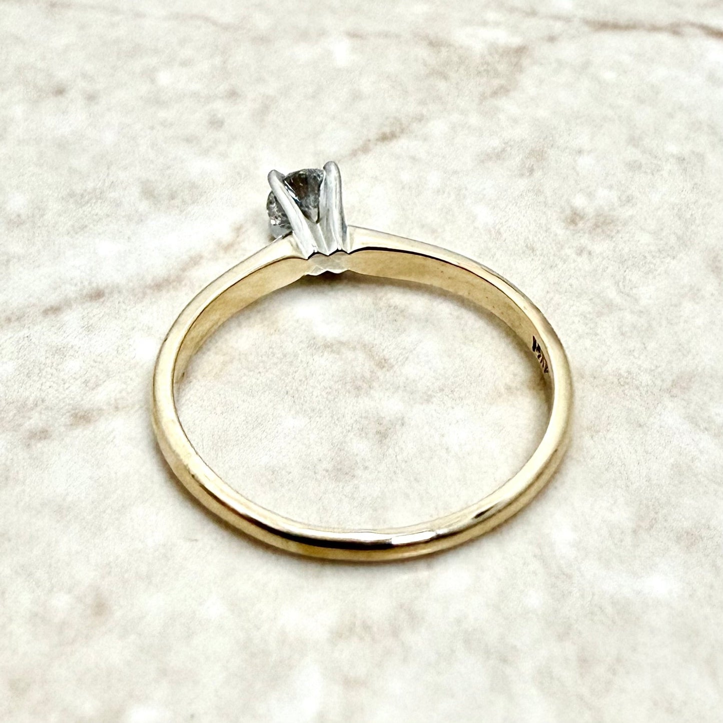 Vintage 14K Gold 0.28 Carat Natural Diamond Engagement Ring Set - WeilJewelry