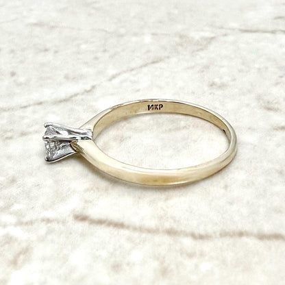 Vintage 14K Gold 0.28 Carat Natural Diamond Engagement Ring Set - WeilJewelry