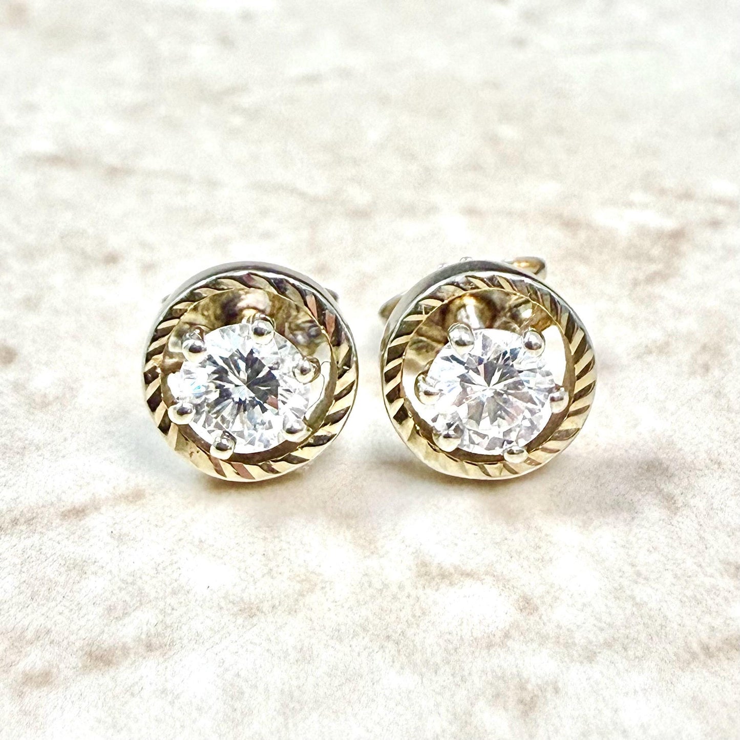 Vintage 14K Gold 0.95 Carat Natural Diamond Stud Earrings - WeilJewelry