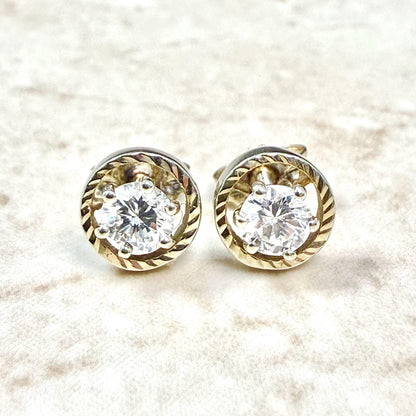 Vintage 14K Gold 0.95 Carat Natural Diamond Stud Earrings - WeilJewelry