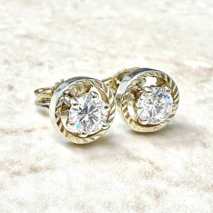 Vintage 14K Gold 0.95 Carat Natural Diamond Stud Earrings - WeilJewelry