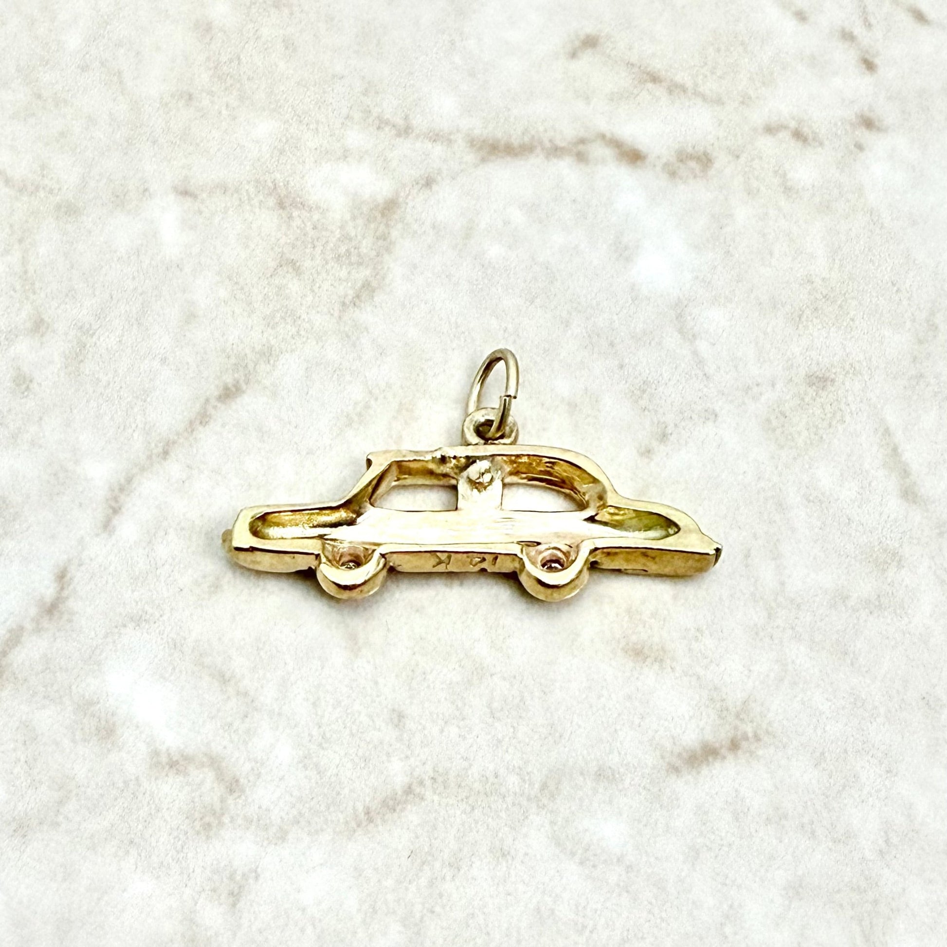 Vintage 14K Solid Gold Diamond Car Charm Pendant - WeilJewelry