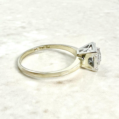 Vintage 14K Two - Tone Gold 0.42 Carat Diamond Solitaire Engagement Ring - WeilJewelry