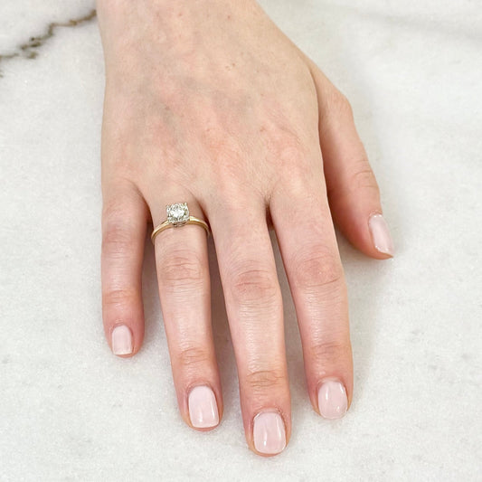 Vintage 14K Two - Tone Gold 0.42 Carat Diamond Solitaire Engagement Ring - WeilJewelry