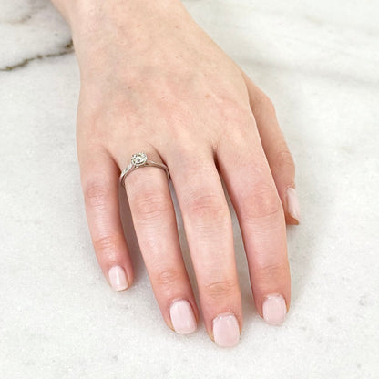 Vintage 14K White Gold 0.52 CT Natural Diamond Solitaire Engagement Ring - WeilJewelry