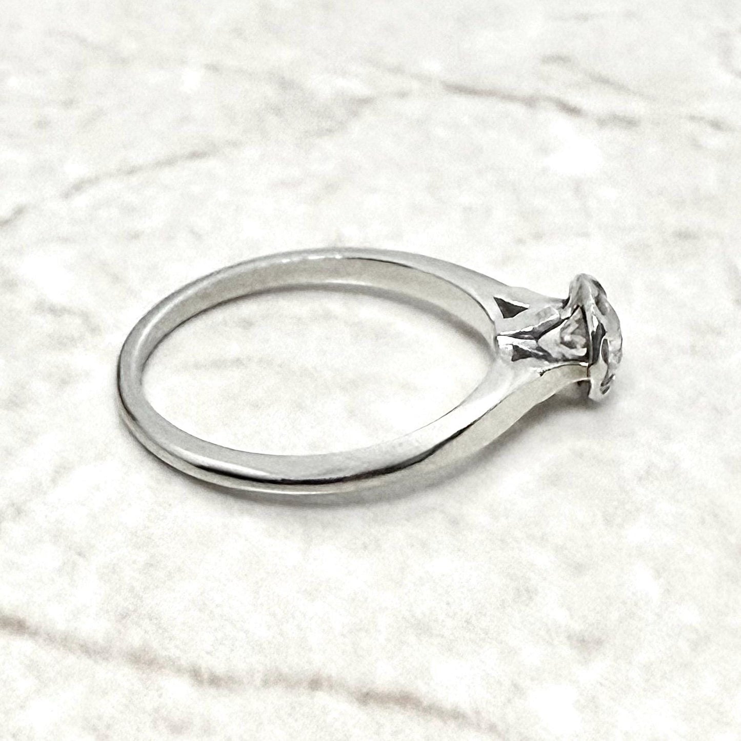 Vintage 14K White Gold 0.52 CT Natural Diamond Solitaire Engagement Ring - WeilJewelry