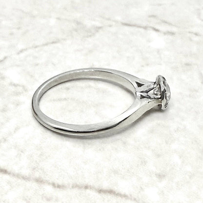 Vintage 14K White Gold 0.52 CT Natural Diamond Solitaire Engagement Ring - WeilJewelry