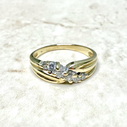 Vintage 14K Yellow Gold 0.18 Carat Natural Diamond Band Ring - WeilJewelry
