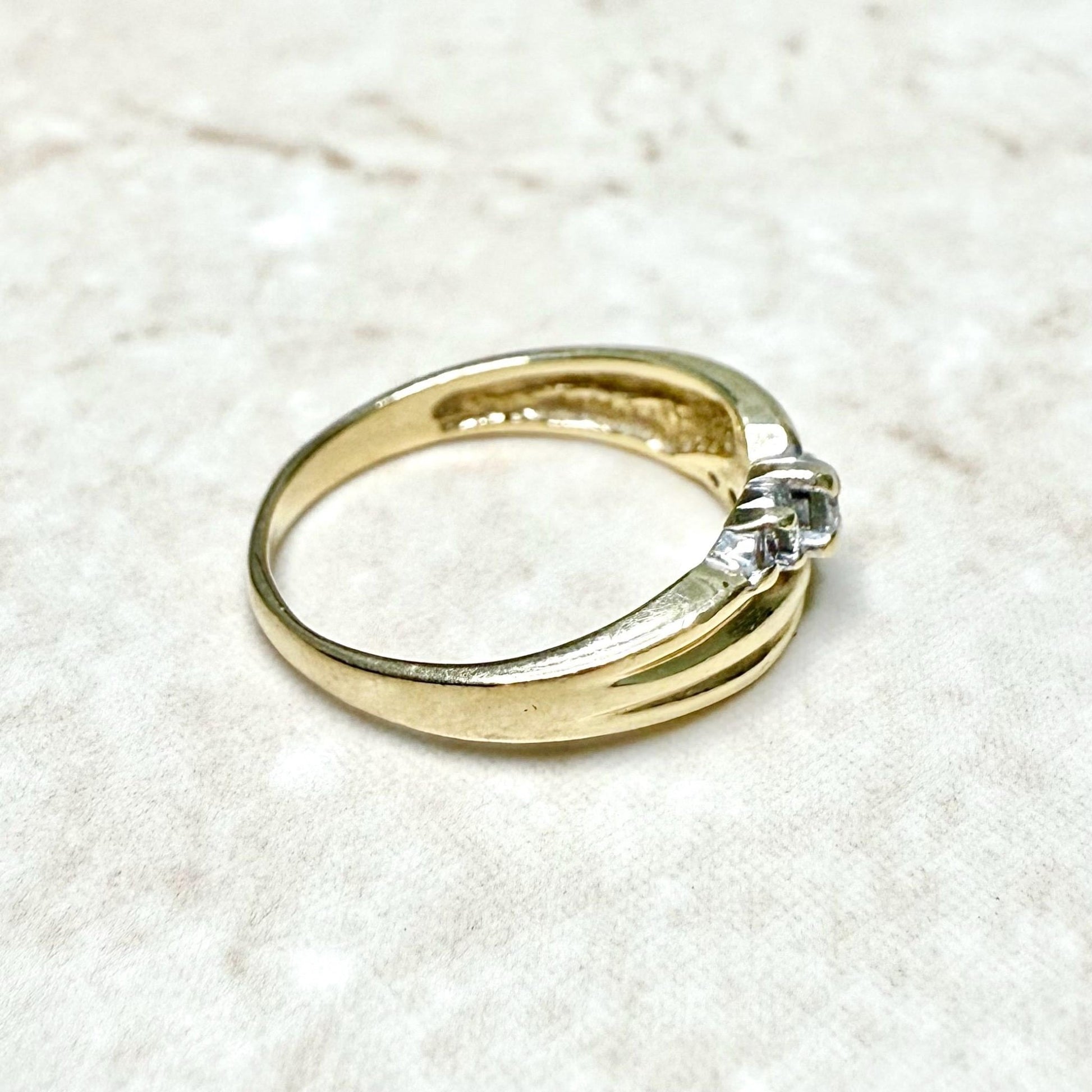 Vintage 14K Yellow Gold 0.18 Carat Natural Diamond Band Ring - WeilJewelry