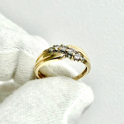 Vintage 14K Yellow Gold 0.18 Carat Natural Diamond Band Ring - WeilJewelry