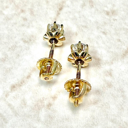 Vintage 14K Yellow Gold 0.45 Carat Natural Diamond Stud Earrings - WeilJewelry