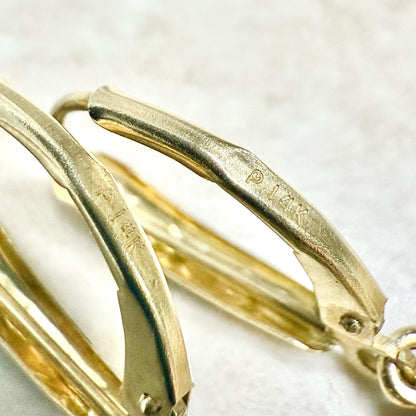 Vintage 14K Yellow Gold 2.90 CTTW Oval Garnet Drop Earrings - WeilJewelry