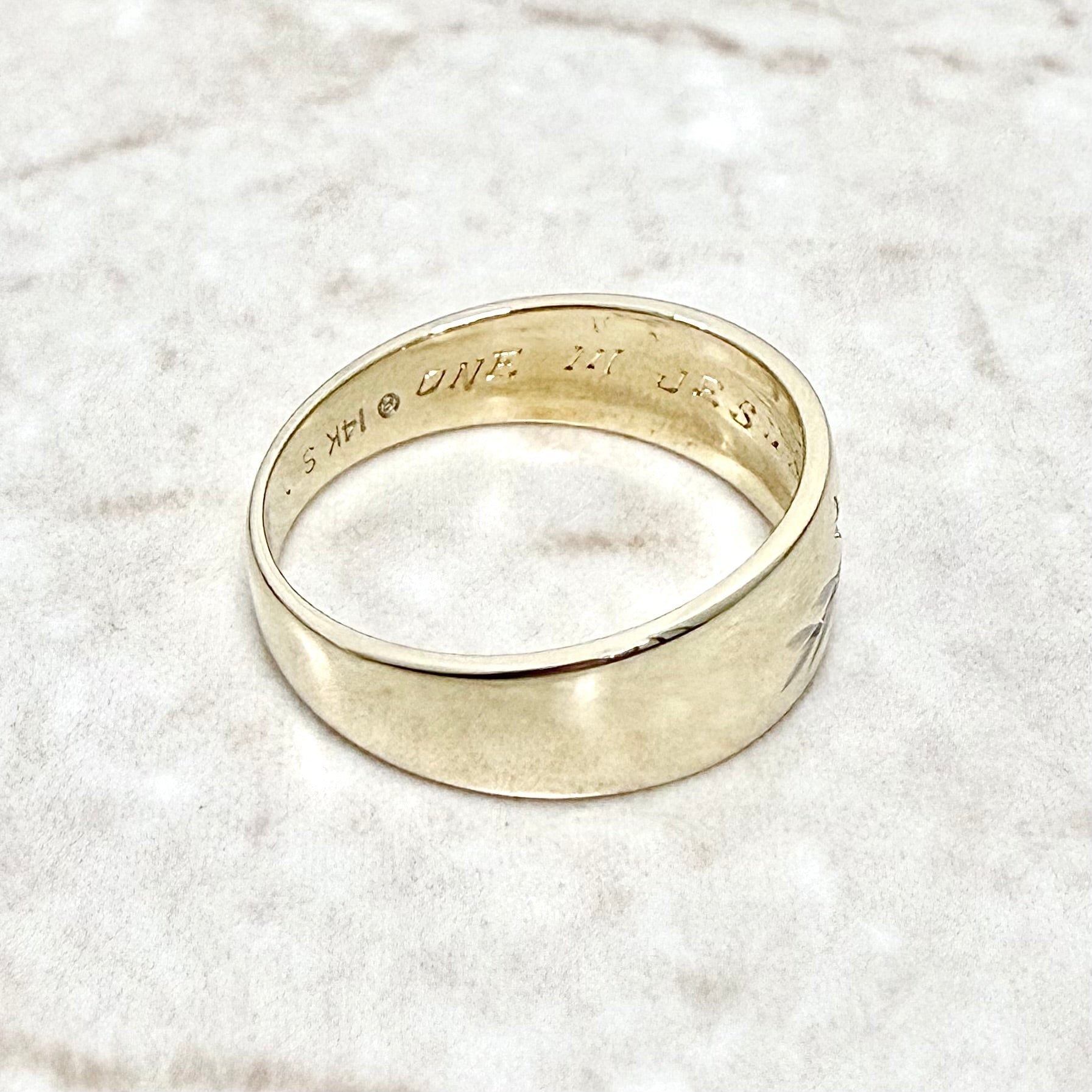 Vintage 14K Yellow Gold Diamond Cross Wedding Band Ring - WeilJewelry