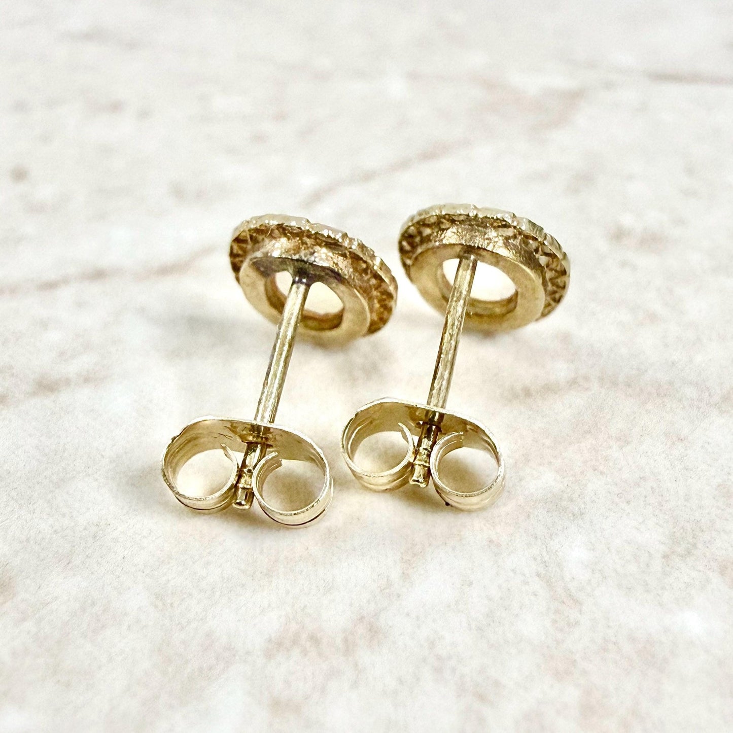 Vintage 14K Yellow Gold Filigree Oval Opal Stud Earrings - WeilJewelry