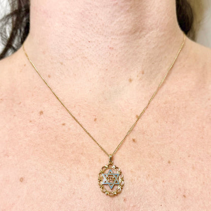 Vintage 14K Yellow Gold Zion Star Of David Pendant Necklace - WeilJewelry
