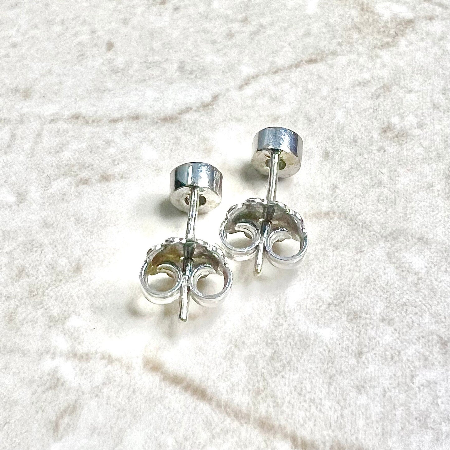 Vintage 18 Karat White Gold Bezel - Set 0.30 Carat Natural Diamond Stud Earrings - WeilJewelry